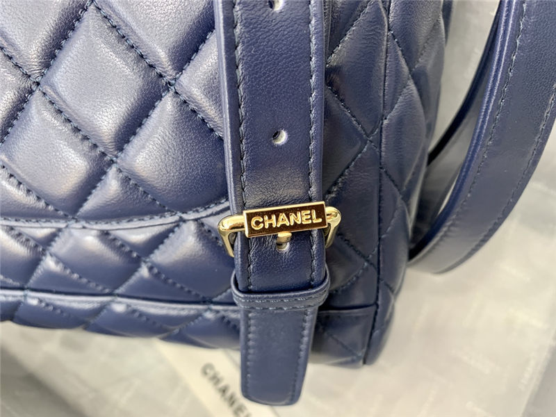 Chanel Small Backpack Lambskin 91120 Gold-Metal Navy High