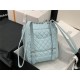 Chanel Small Backpack Lambskin 91120 Silver-Metal Blue High