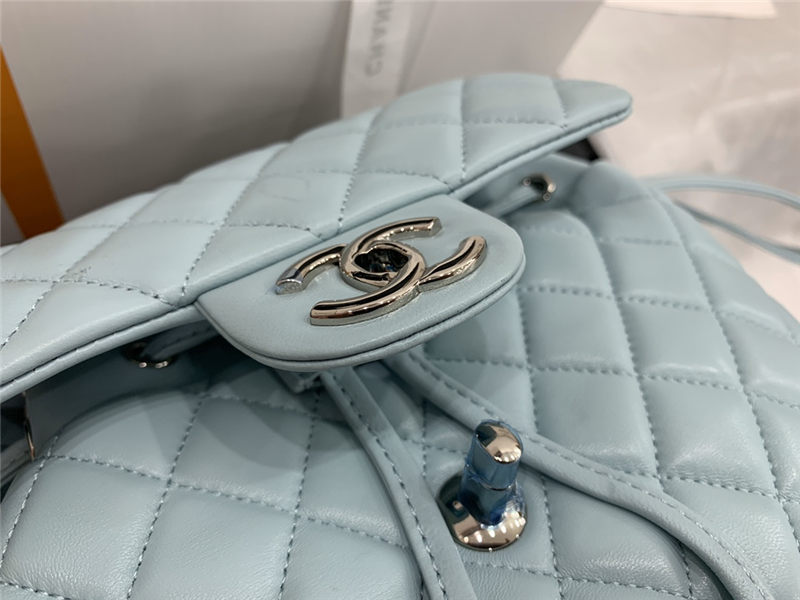 Chanel Small Backpack Lambskin 91120 Silver-Metal Blue High