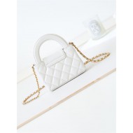 Chanel CLUTCH WITH CHAIN AP3435 Shiny Aged Calfskin & Gold-Tone Metal White High