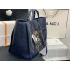 LARGE SHOPPING BAG Shiny Calfskin, Crystal Pearls, Strass, Enamel, Gold-Tone & Ruthenium-Finish Metal Navy Blue High