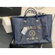 LARGE SHOPPING BAG Shiny Calfskin, Crystal Pearls, Strass, Enamel, Gold-Tone & Ruthenium-Finish Metal Navy Blue High