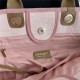 LARGE SHOPPING BAG Mixed Fibers, Calfskin & Gold-Tone Metal Pink High