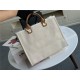 LARGE SHOPPING BAG Mixed Fibers, Imitation Pearls & Gold-Tone Metal Ecru & Beige High