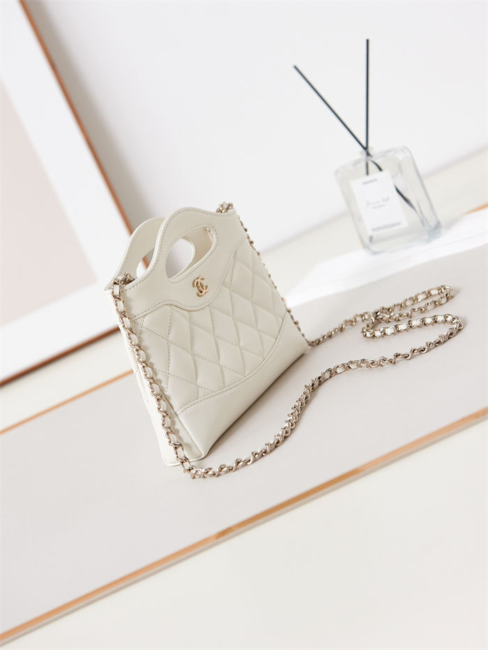 Chanel 31 Mini BAG Lambskin & Gold-Tone Metal AP3656 White A