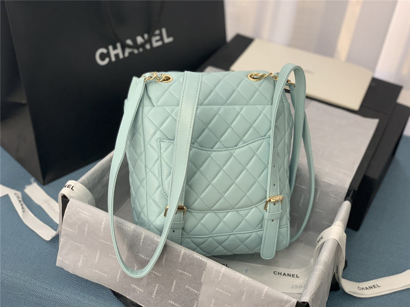 Chanel Small Backpack Lambskin 91120 Gold-Metal Blue High