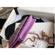 CLASSIC LONG FLAP WALLET Lambskin & Gold-Tone Metal Purple High