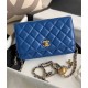 CLASSIC LONG FLAP WALLET Lambskin & Gold-Tone Metal Blue High