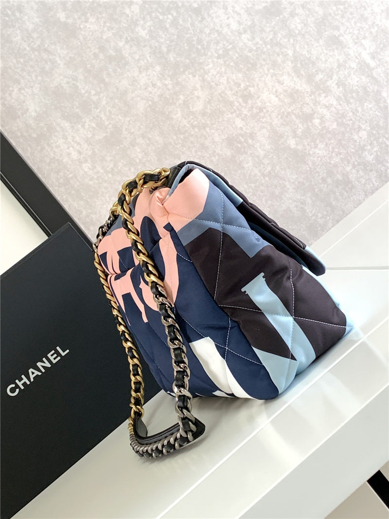 Maxi Chanel 19 Flap Bag Printed Silk High