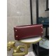 FLAP BAG WITH TOP HANDLE Chevrons Pattern Shiny Calfskin Burgundy Gold Metal High