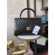 FLAP BAG WITH TOP HANDLE Chevrons Pattern Shiny Calfskin Black Gold Metal High