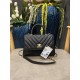 SMALL FLAP BAG WITH TOP HANDLE Chevrons Pattern Grained Calfskin Black Gold Metal High