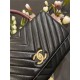 FLAP BAG WITH TOP HANDLE Chevrons Pattern Grained Calfskin Black Gold Metal High