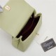 SMALL FLAP BAG WITH TOP HANDLE Grained Calfskin Green Gold Metal High