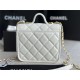 Chanel SMALL FLAP BAG WITH TOP HANDLE Grained Calfskin & Gold-Tone Metal AS3652 White A