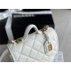 Chanel SMALL FLAP BAG WITH TOP HANDLE Grained Calfskin & Gold-Tone Metal AS3652 White A