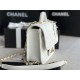 Chanel SMALL FLAP BAG WITH TOP HANDLE Grained Calfskin & Gold-Tone Metal AS3652 White A