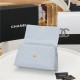 FLAP BAG WITH TOP HANDLE Grained Calfskin Light Blue Gold Metal High