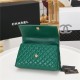 FLAP BAG WITH TOP HANDLE Grained Calfskin Green Gold Metal High