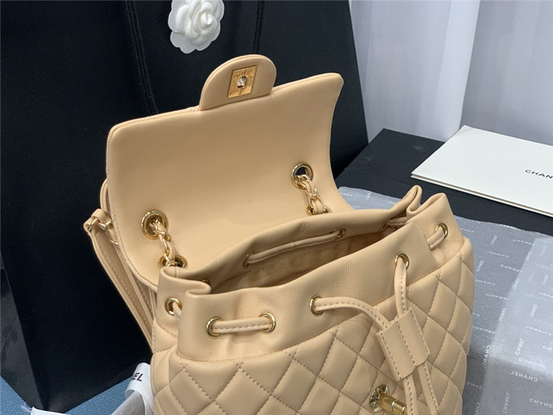 Chanel Small Backpack Lambskin 91120 Gold-Metal Nude High