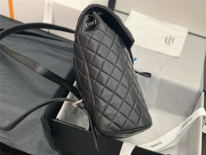 Chanel Medium Backpack Lambskin 91121 Silver-Metal Black High