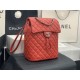 Chanel Medium Backpack Lambskin 91121 Silver-Metal Red High