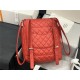 Chanel Medium Backpack Lambskin 91121 Silver-Metal Red High