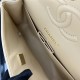 Small CLASSIC HANDBAG Grained Calfskin Gold Metal Beige-E A