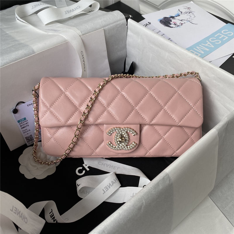 Chanel FLAP BAG AS3791 Lambskin & Gold-Tone Metal Pink High