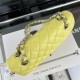 Small CLASSIC HANDBAG Grained Calfskin Silver Metal Yellow A