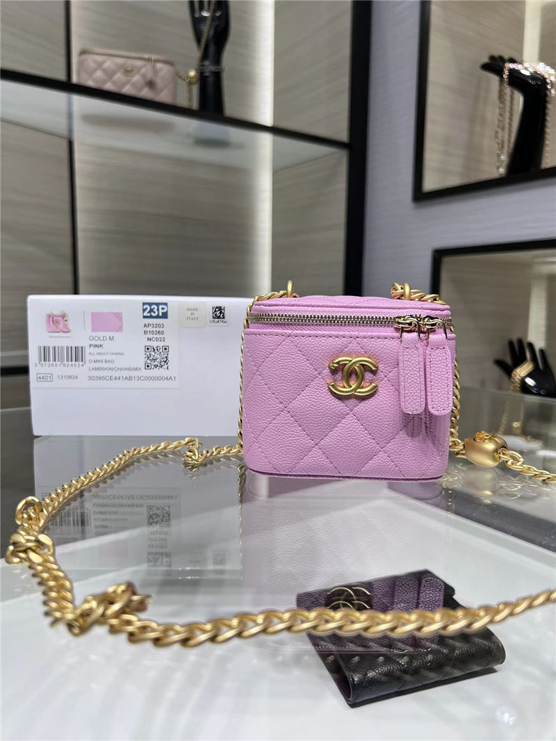 Chanel clutch with Chain Grained Calfskin Gold Metal AP3203 A