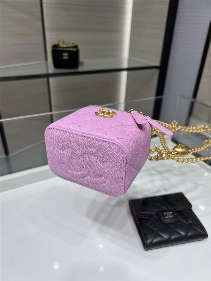 Chanel clutch with Chain Grained Calfskin Gold Metal AP3203 A