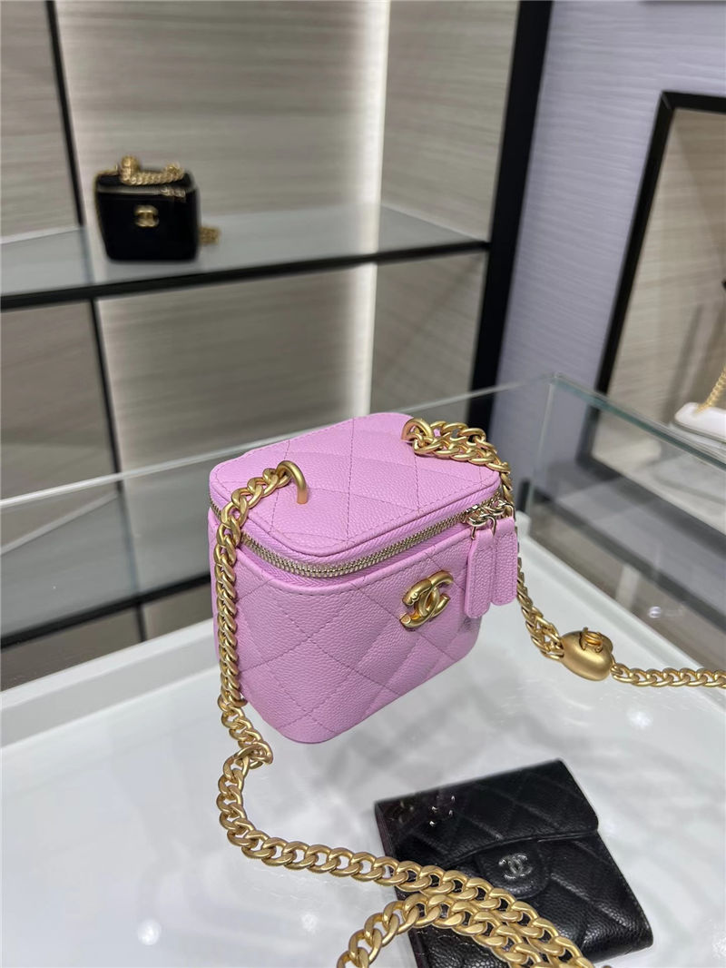 Chanel clutch with Chain Grained Calfskin Gold Metal AP3203 A