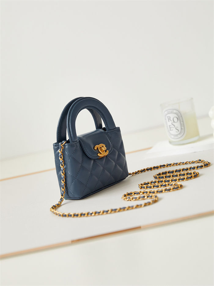 Chanel CLUTCH WITH CHAIN AP3435 Shiny Aged Calfskin & Gold-Tone Metal Grey Blue High