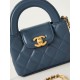 Chanel CLUTCH WITH CHAIN AP3435 Shiny Aged Calfskin & Gold-Tone Metal Grey Blue High