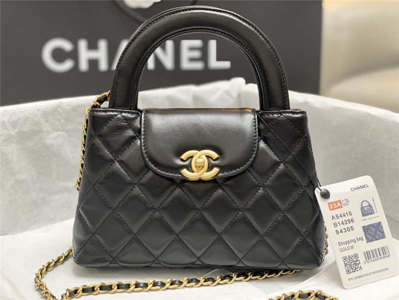 Chanel MINI SHOPPING BAG AS4416 Shiny Aged Calfskin & Gold-Tone Metal Black High