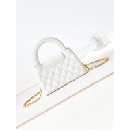 Chanel MINI SHOPPING BAG AS4416 Shiny Aged Calfskin & Gold-Tone Metal White High