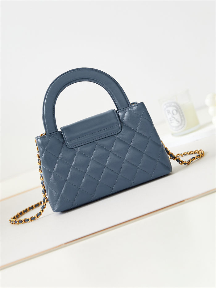 Chanel MINI SHOPPING BAG AS4416 Shiny Aged Calfskin & Gold-Tone Metal Grey Blue High