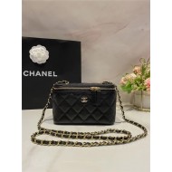 Chanel Vanity with Chain Grained Calfskin Gold Metal Black-II High