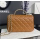 Chanel MINI FLAP BAG With Top Diamond Handle Lambskin & Gold-Tone Metal AS4140 Caramel High