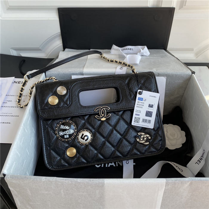 Chanel Handle Flap Bag With Charms Black High