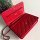 Classic Wallet on Chain A33814 Grained Calfskin Red Silver Metal B