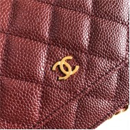 Classic Wallet on Chain A33814 Grained Calfskin Burgundy Gold Metal B