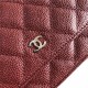 Classic Wallet on Chain A33814 Grained Calfskin Burgundy Silver Metal B