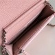 Classic Wallet on Chain A33814 Grained Calfskin Pink Silver Metal B