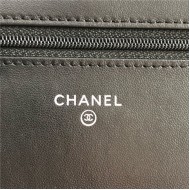 Classic Wallet on Chain A33814 Lambskin Black Silver Metal B