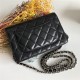 Classic Wallet on Chain A33814 Lambskin Black Silver Metal B