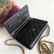 Classic Wallet on Chain A33814 Lambskin Black Gold Metal B