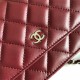 Classic Wallet on Chain A33814 Lambskin Burgundy Silver Metal B