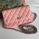 Classic Wallet on Chain A33814 Lambskin Pink Silver Metal B